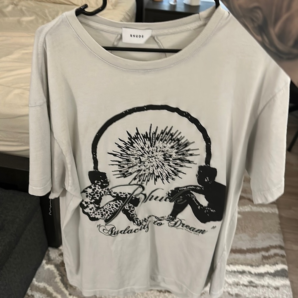 rhude designer t shirt white sized large new